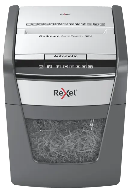 Rexel Optimum AutoFeed+ 50X Automatic Cross Cut Paper Shredder P4