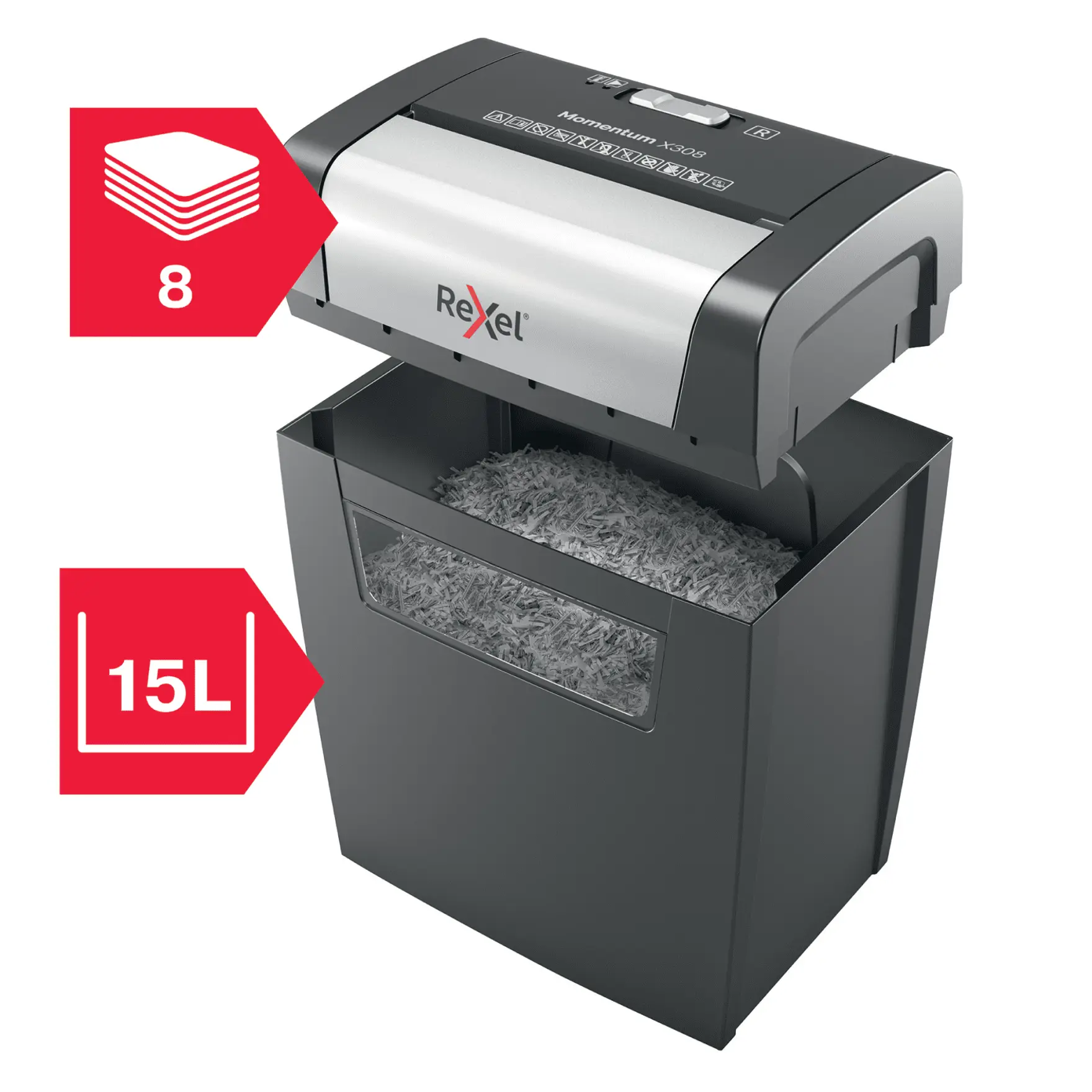 Rexel Momentum X308 Cross Cut Paper Shredder REXEL