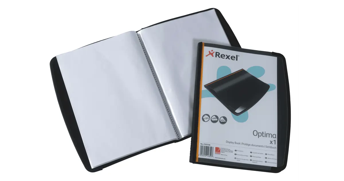 Rexel Optima Display Book 20 Pockets Black REXEL