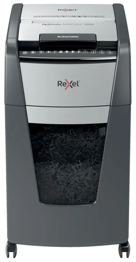 Rexel Optimum AutoFeed+ 300X Automatic Cross Cut Paper Shredder P4