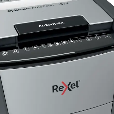 Rexel Optimum AutoFeed+ 300X Automatic Cross Cut Paper Shredder P4